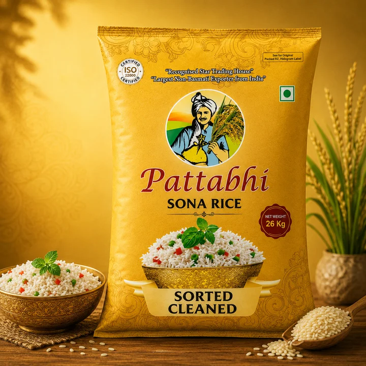 Pattabhi BPT Sona Rice 10Kgs - Slender Digestible Grains